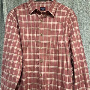UNTUCKit Men's Long Sleeve Dusty Rose Plaid Button Up 100% Cotton Shirt X Large